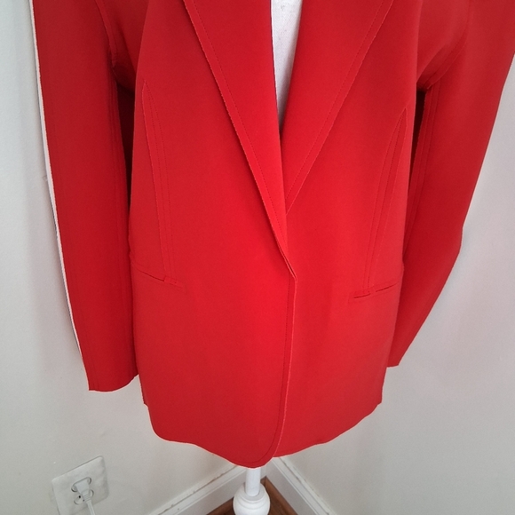 Norma Kamali Bold Red Blazer With Stripes Size Large - Picture 2 of 13